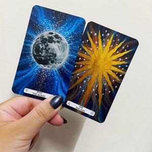 Pocket tarot deck, tarot, tarot deck, celestial, unique tarot deck, gold edges, gilded, indie tarot deck, divination, ethereal