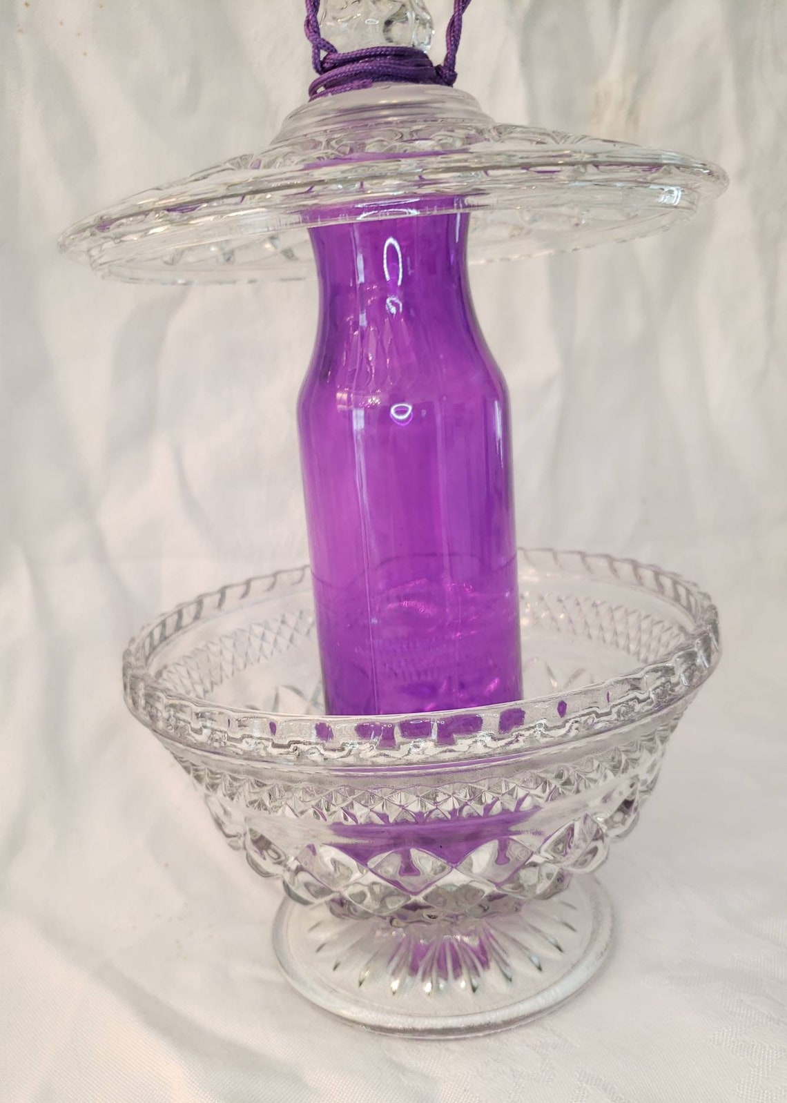 Hanging Vintage Purple Glass Bird Feeder. Birds Love It Etsy