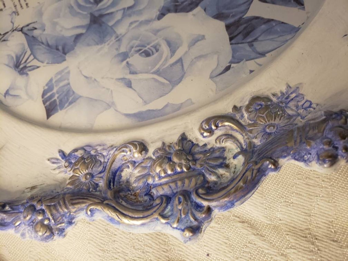 Blue & White Country French Painted and Distressed Vintage Etsy