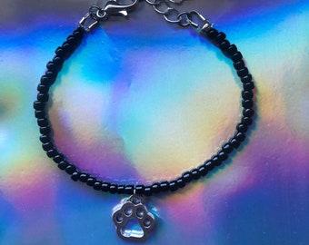 Blue Black Seed Bead Wolf PAW Print Black Belly Ring KEZ-1788 Blue Black Seed Bead Wolf PAW Print Black Belly Ring KEZ-1788