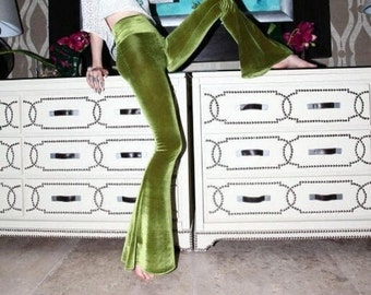 Velvet flares, Velvet, Flares, Green flares, Bell bottoms, Hippie, Hippie flares, Summer flares, Festival flares, Party flares, Night club