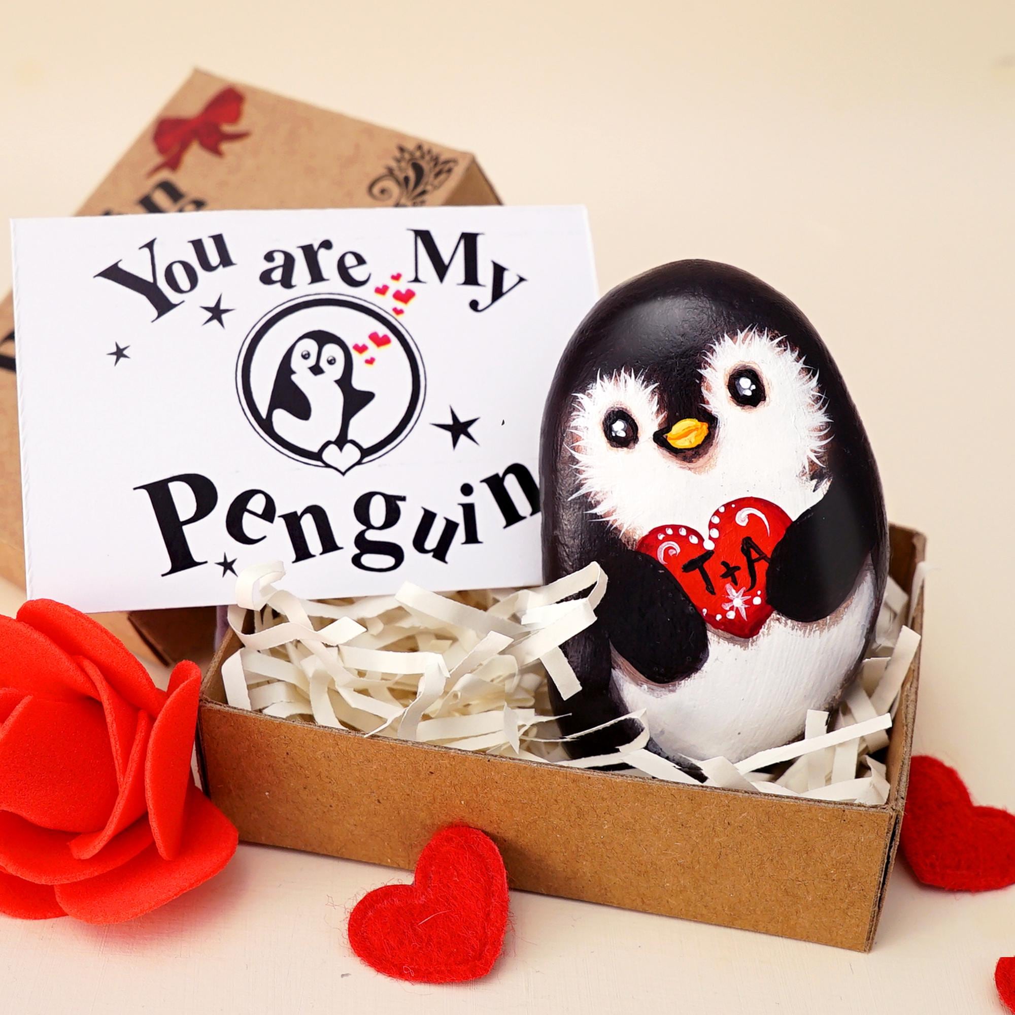 Penguin Pebble Art - Etsy UK