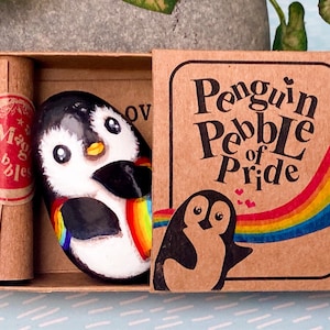 LGBTQ penguin pebble for boyfriend husband, LGBT proposal gay pride gift for girlfriend wife trans, Lesbian couple wedding anniversary rock
