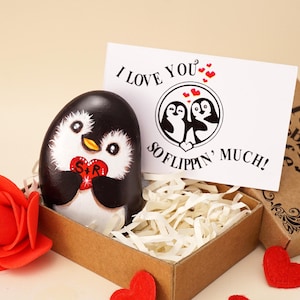 Cadeau romantique en forme de pingouin pour lui, elle et je t'aime tellement, cadeau câlin pour la Saint-Valentin, idée cadeau de Noël fait main pour petite amie