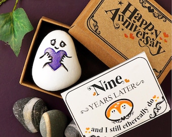 Ninth anniversary gift with Painted Pebble Ghost Pocket Hug & I Still Do Anniversary Card