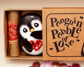Wedding proposal penguin pebble, Surprise engagement gift idea to fiancé, Will you marry me sign gift for her, Wedding proposal gift for him