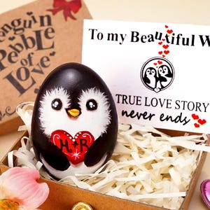 Regalo romántico de pingüino para esposa, regalo para esposa el día de la boda, regalo personalizado para novia, el amor verdadero nunca termina, regalo del primer aniversario