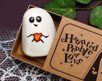 Hand-Painted Ghost Rock, Spooky Love Gift, Gothic Valentine, Halloween Boyfriend Present