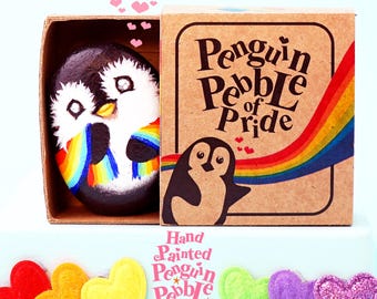 LGBTQ penguin pebble love, LGBT gay pride gift for girlfriend, Xmas Christmas gift to boyfriend, Gay Valentines gift for w/w fiancé soulmate