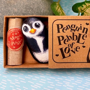 Penguin pebble Romantic gift for boyfriend girlfriend, Cute anniversary gift for husband wife, Meaningful I love you pocket hug gift for him