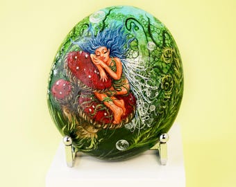 Sleeping Fairy Painted Rock, Whimsical Personalised Pebble Paperweight, Gifts for Women Who Love Fairies
