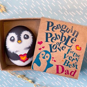 Penguin gift for Father’s Day, Pocket penguin hug gift for Dad, Unique personalised penguin art gifts for Dad, Thank you Dad gifts for Daddy