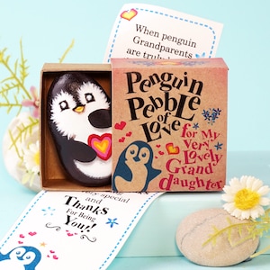 Abbraccio tascabile a forma di pinguino dipinto a mano, regalo di amicizia significativo per un amico che ama i pinguini
