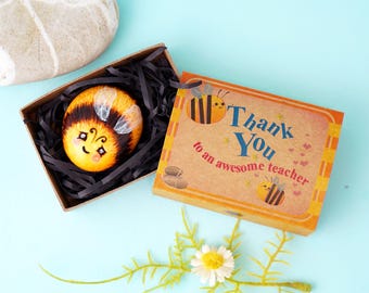Bumble Bee Hand Painted Rock Pocket hug, Thank you for Being My Teacher Personalised Gift ideas