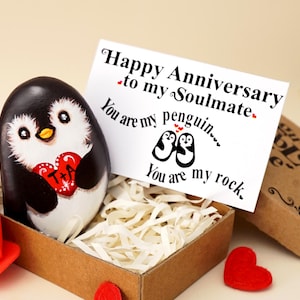 Pinguin Kiesel Kunst personalisierte Hochzeitstag Geschenk für Frau, Mann Geschenk zum Jubiläum, You Are My Rock Spaß Dating Jubiläumsgeschenk