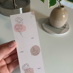 Lees Koffie Herhaal Bladwijzer | Minimale bladwijzer | Koffie Bladwijzer | Trendy | Cadeau voor lezers | Abstracte bladwijzer