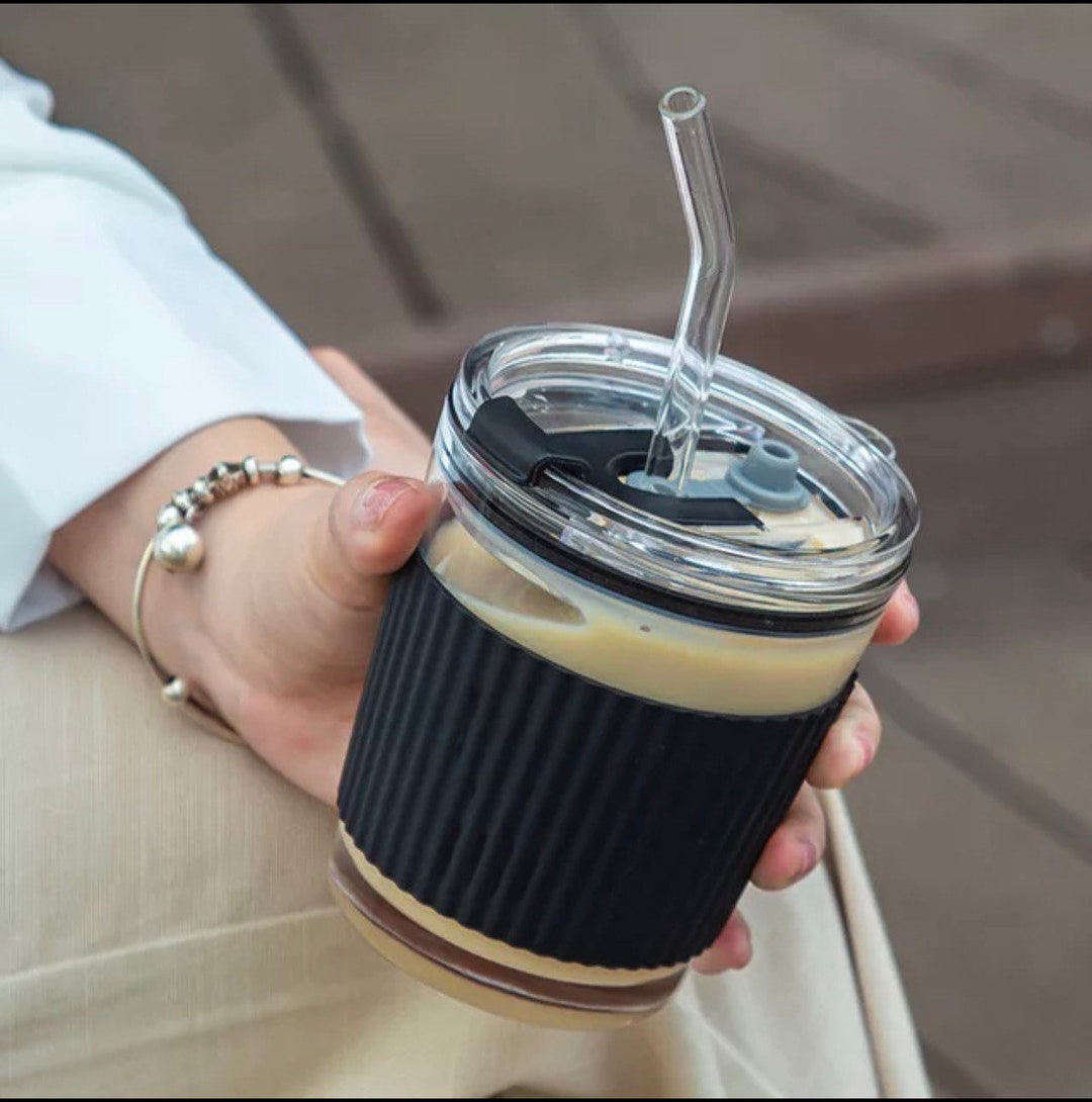 Glass Tumbler With Straw Ecofriendly Tumbler Reusable Tumbler Coffee