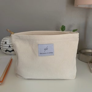 Courdory Pencil Pouch Zip Pouch Courdory Makeup Bag 2023 Organization Pouch Large Pencil Pouch Stationery Pouch Cream Soft Pouch image 1