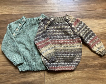 Hand knitted baby jumper, knitted to size 12-18 months.