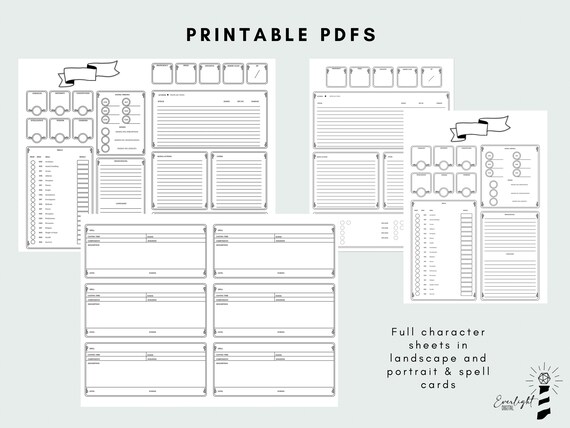 Digital Character Sheet Template Pdf And Png Etsy