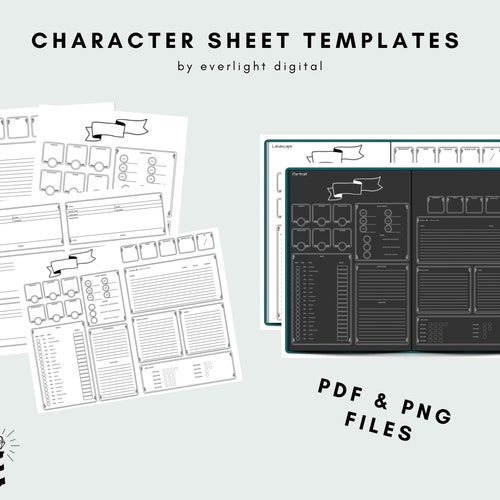 Digital Character Sheet Template PDF and PNG - Etsy