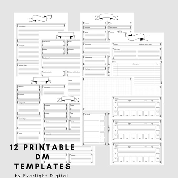 Digital DM Campaign Notes Templates - Etsy