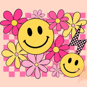 Little Girl Png-Sublimation Digital Design Downloads, Everyday Png, Trendy Spring Png, Groovy Kids Png,Retro Png,Smiley Floral Png for Shirt