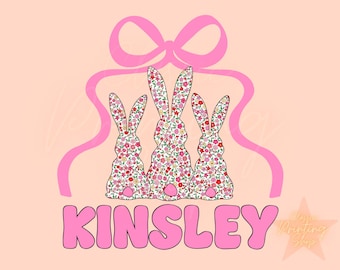 Little Girl Personalized Easter Png-Toddler Sublimation Design, Coquette Easter Png, Bunny Png, Toddler Png, Trendy Kids Png, Monogram Png