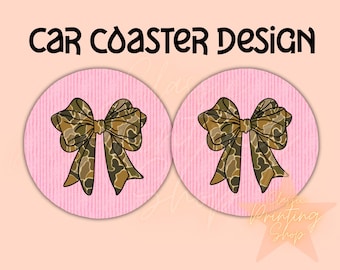 Preppy Hunting Car Coaster Png -Sublimation Design Download,Coquette Bow png,Trendy Car Coaster Design, Hunting Season Png,Duck Png,Deer Png