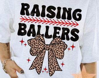 Raising Ballers Png, Cheetah Bow, Baseball Mama Shirt (Digital Download)