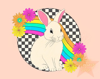 Preppy Easter Bunny Png, Sublimation Designs, Digital Downloads, trendy Png, Retro Png, Spring Png, Floral Png, Colorful mama png