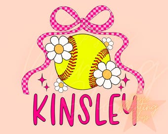 Diseño de sublimación para niña pequeña, pelota de softbol personalizada (PNG), pelota de softbol coqueta, niños de moda (PNG), niño pequeño (PNG), monograma (PNG), deportes