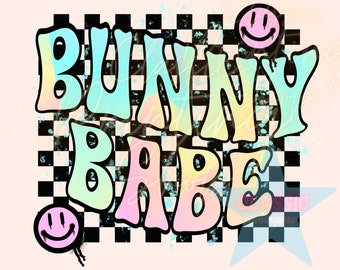 Easter Png, Bunny Babe Sublimation Design Downloads, Retro Png, Retro Easter PNG, Bunny PNG, Smiley Png, Trendy Png, Boho Png, Hoppy Png