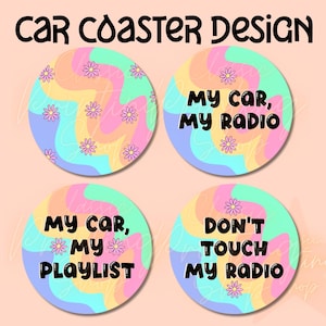 Paquete de posavasos divertidos para automóvil PNG - Descarga de diseño de sublimación, posavasos sarcásticos PNG, PNG sarcástico, No toques mi radio PNG, Diseño de posavasos para automóvil