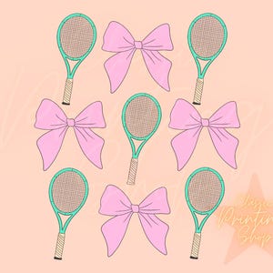 Coquette Tennis Png Design for Shirt, Tennis Game Day Sublimation Designs, Bow Png,Retro Tennis Png,Little Girl Png, Trendy Png, Sports Png