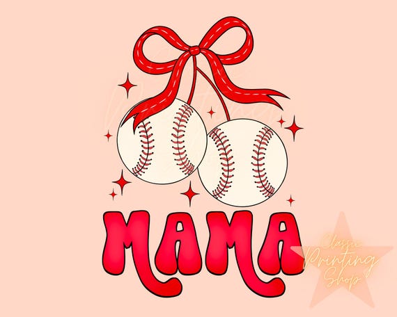 Coquette Baseball Mama Png Design for Shirt, Game Day Sublimation Designs, Red Bow Png, Retro Baseball Png, Mama Png, Trendy Cherry Png
