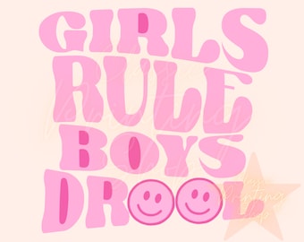 Girls Rule Boys Drool Png, Valentines Sublimation Designs, Heart Breaker, Retro Png, Checkered Png, Hippie PNG, Boho PNG, Trendy Png