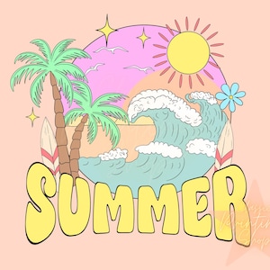 Trendy Summer Png-Sublimation Design Download for Shirt, Little Girl Png,Colorful Beach Png,Everyday Png,Ocean Png,Seashell Png,Tropical Png