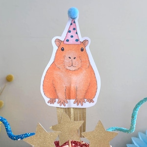 Capybara Cake Topper - Large Capybara Cupcake Topper - Capybara Party Decorations - Birthday Decorations  - Birthday Cake Decorations