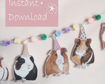 Guinea Pig Birthday Bunting, Digital Download