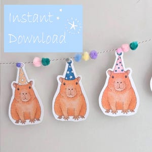 Capybara Birthday Bunting, Digital Download