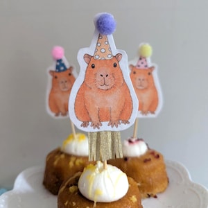 Capybara Cake Toppers - Capybara Cupcake Toppers - Capybara Party Decorations - Birthday Decorations  - Birthday Cake Decorations
