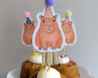 Capybara Cake Toppers: Birthday Party Decorations