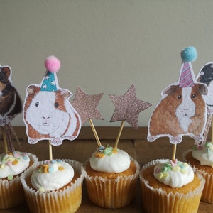 Guinea Pig Cake Toppers - Guinea Pig Cupcake Toppers - Guinea Pig Party Decorations - Birthday Decorations  - Birthday Cake Decorations