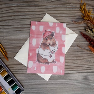 Hamster Grußkarte - Hamster A6 Karte - Hamster Geburtstagskarte - leere Karte - Hamster Hut Karte - leere Hamster Karte - Hamster Liebe