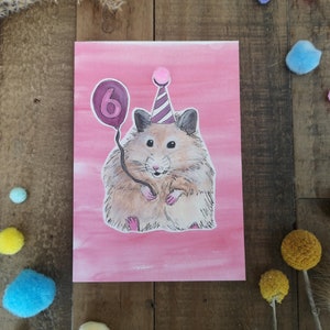 Hamster 6 - 10 Alter Grußkarte - Hamster Pom Pom Karte - Hamster Geburtstagskarte - Hamster Hut Karte - Hamster Karte - Hamster Liebe