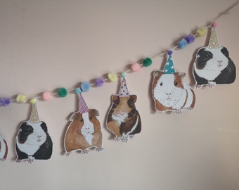 Guinea Pig Birthday Bunting - Guinea Pig Garland - Guinea Pig Party Decorations - Birthday Decorations - Pom Pom Bunting -  Birthday