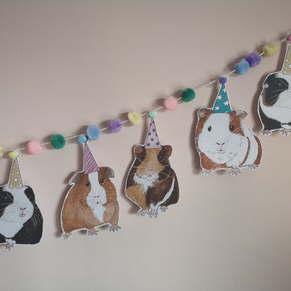 Guinea Pig Birthday Bunting - Guinea Pig Garland - Guinea Pig Party Decorations - Birthday Decorations - Pom Pom Bunting -  Birthday