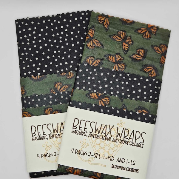 Beeswax Wraps - Reusable Food Wrap - Starter Pack - Kitchen Storage - Eco Friendly Gift - Biodegradable - Compostable - Zero Waste Gift