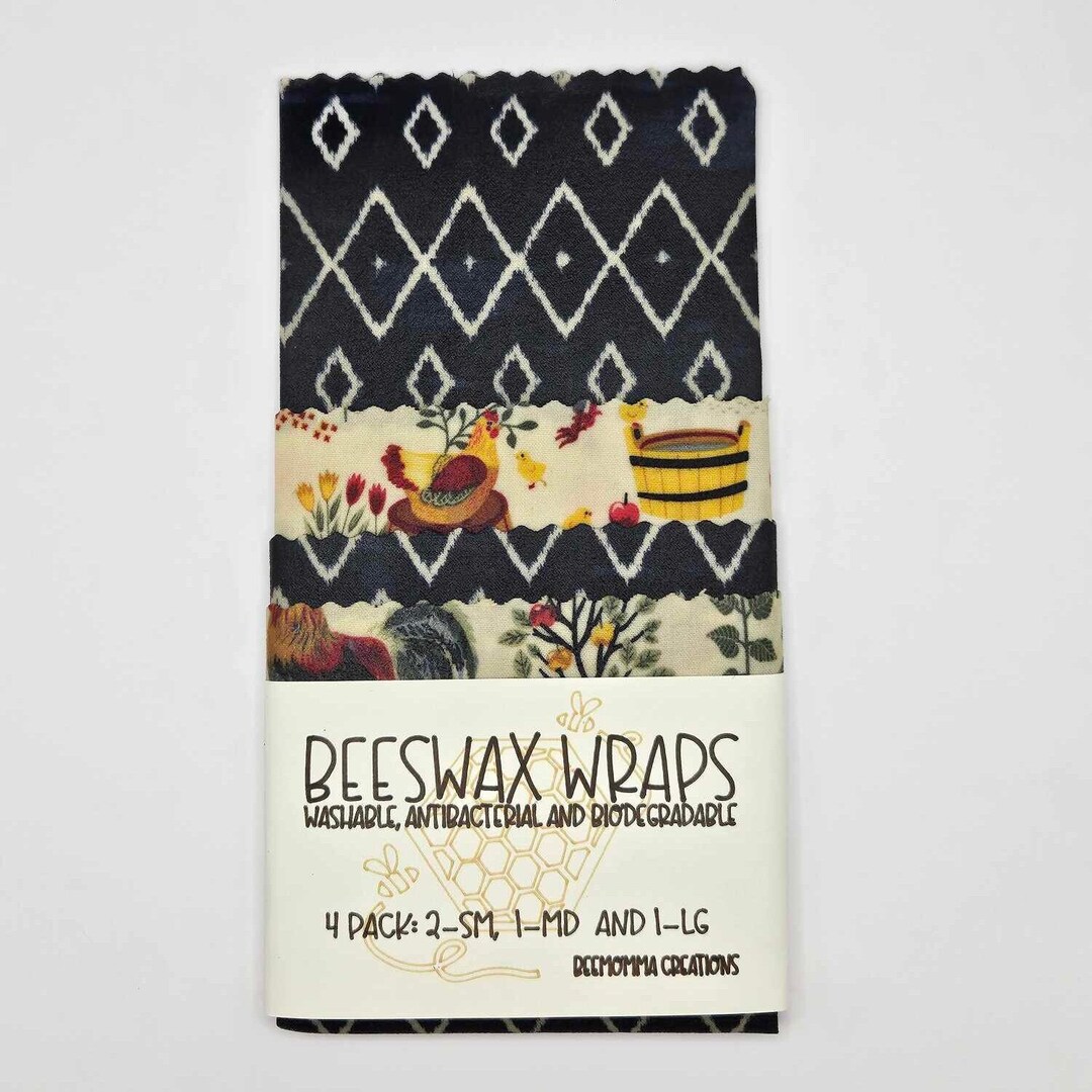 Beeswax Wraps Reusable Food Wrap Starter Pack Kitchen Etsy
